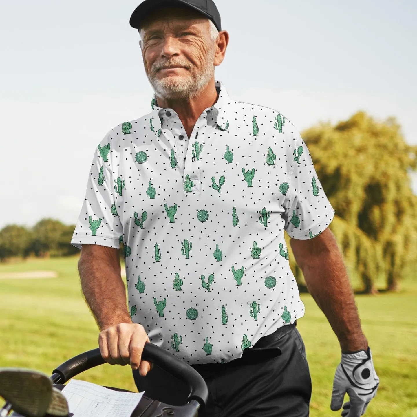 Funny Golf Shirts Dry Fit for Men, Mens Hawaiian Golf Polo Shirt, Mens Golf Polos Golfing