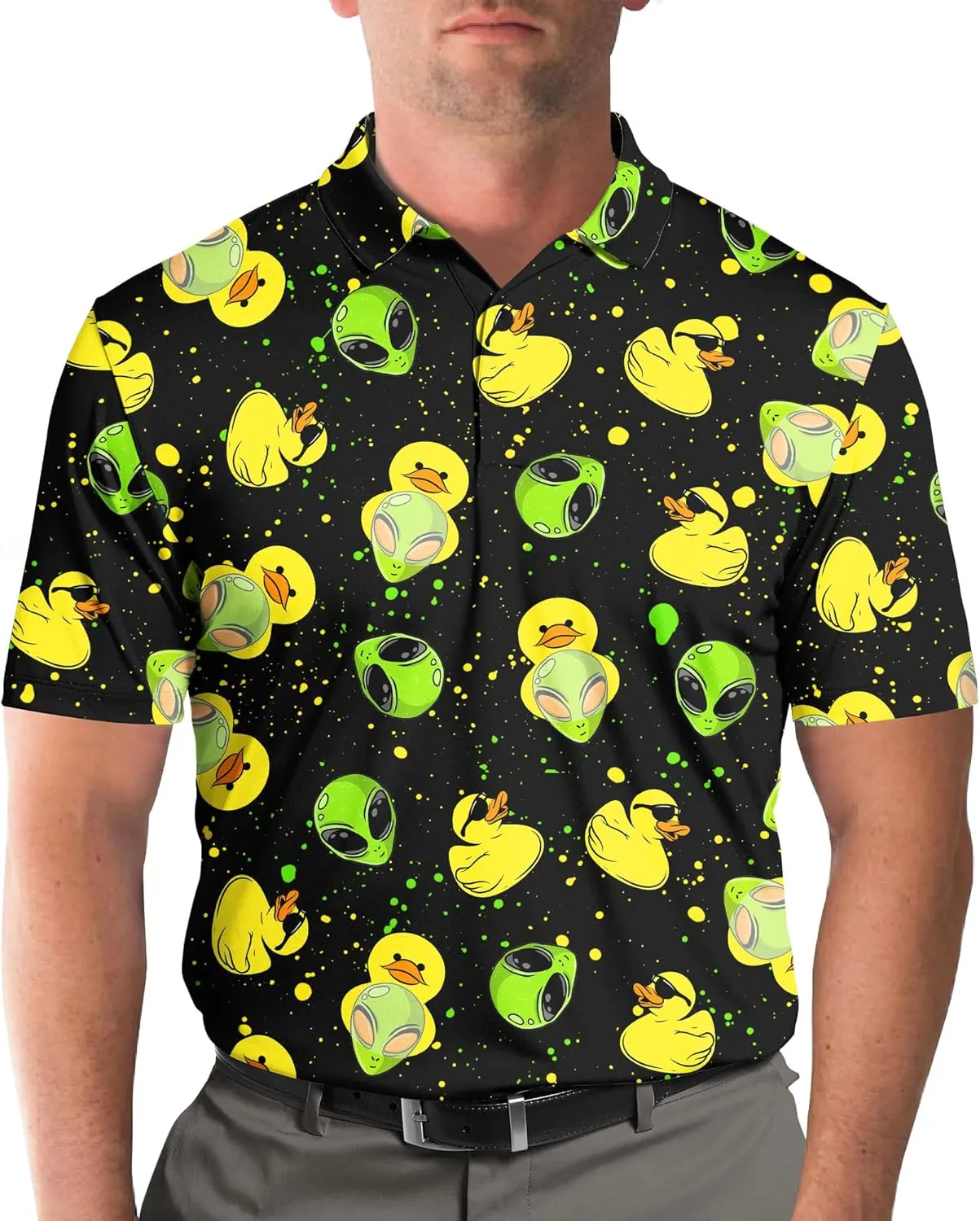 Funny Golf Shirts Dry Fit for Men, Mens Hawaiian Golf Polo Shirt, Mens Golf Polos Golfing
