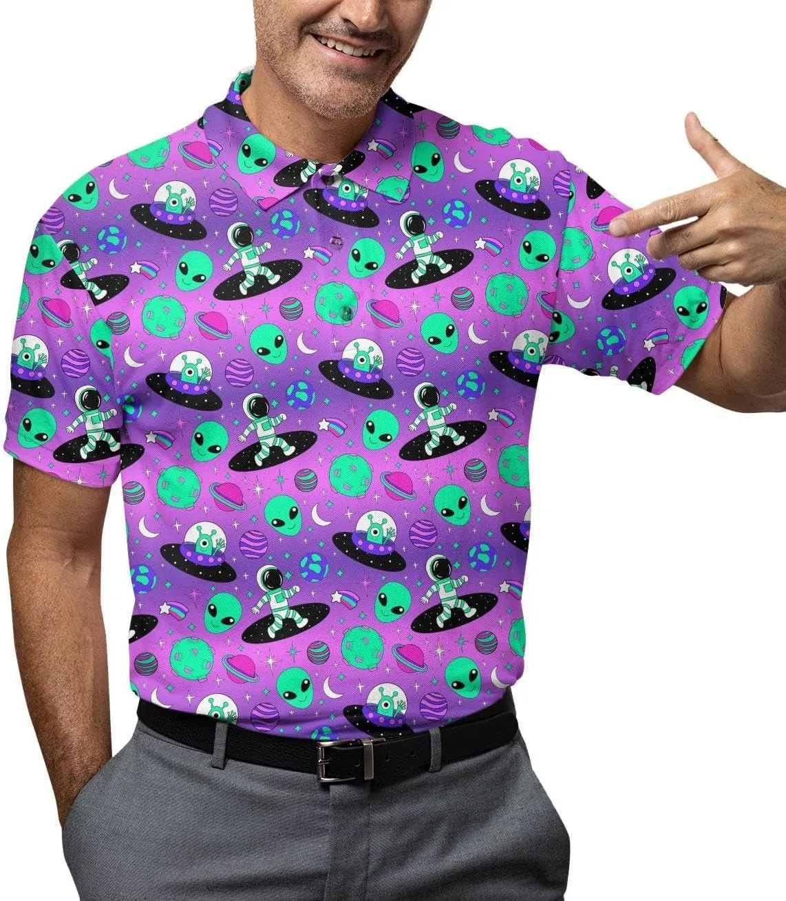 Funny Golf Shirts Dry Fit for Men, Mens Hawaiian Golf Polo Shirt, Mens Golf Polos Golfing