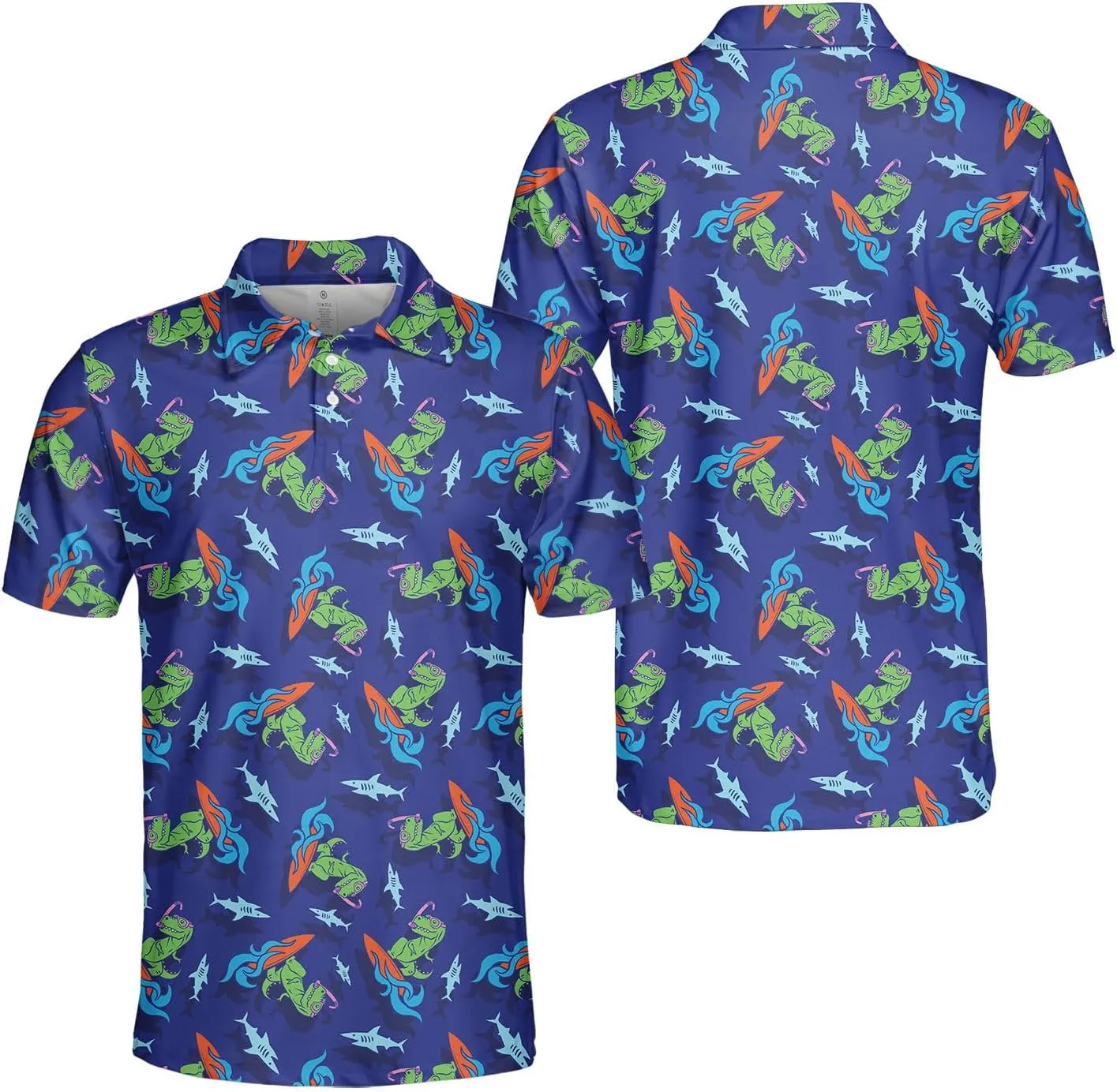 Funny Golf Shirts Dry Fit for Men, Mens Hawaiian Golf Polo Shirt, Mens Golf Polos Golfing