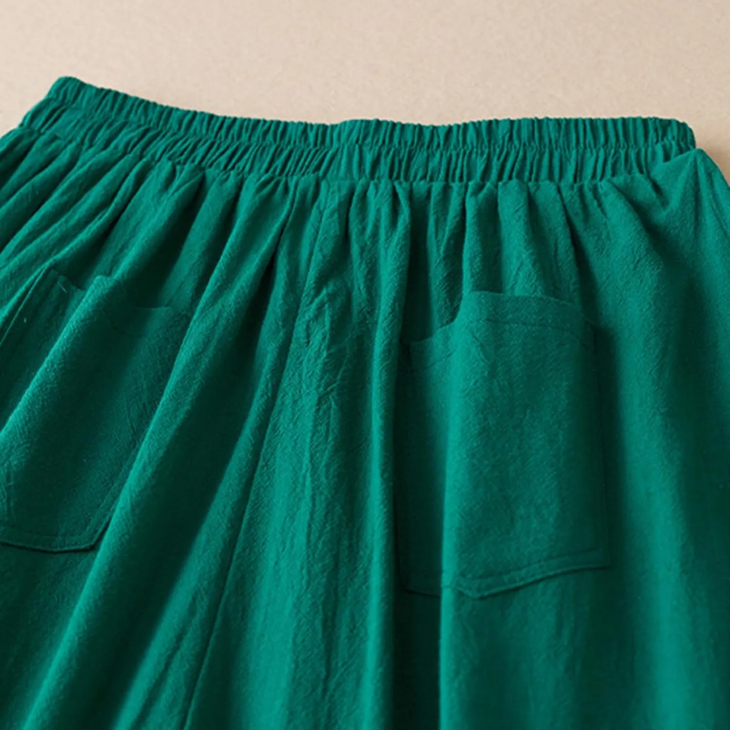 FZYLQY Womens Elastic Waist Linen Trousers with Pockets Loose Wide-Leg Pants for Spring and Summer Casual Comfort Pants