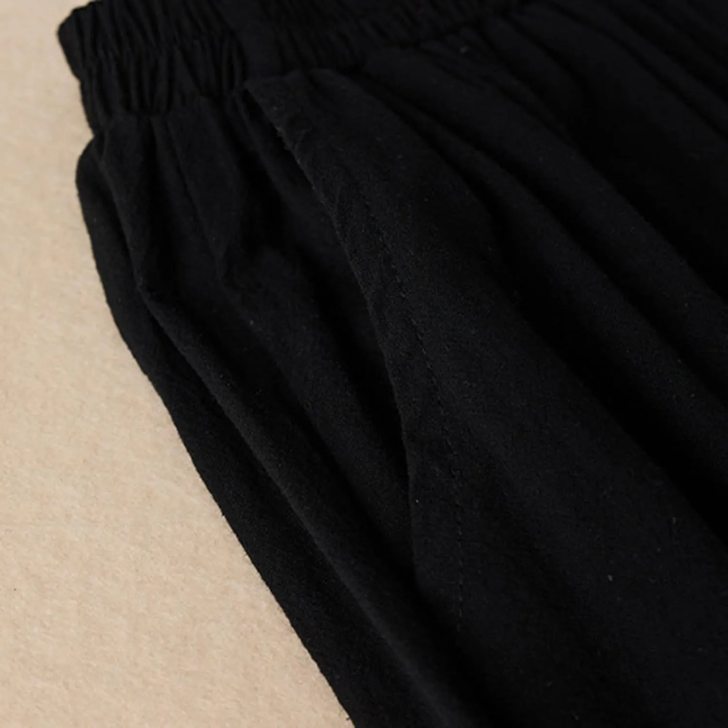 FZYLQY Womens Elastic Waist Linen Trousers with Pockets Loose Wide-Leg Pants for Spring and Summer Casual Comfort Pants