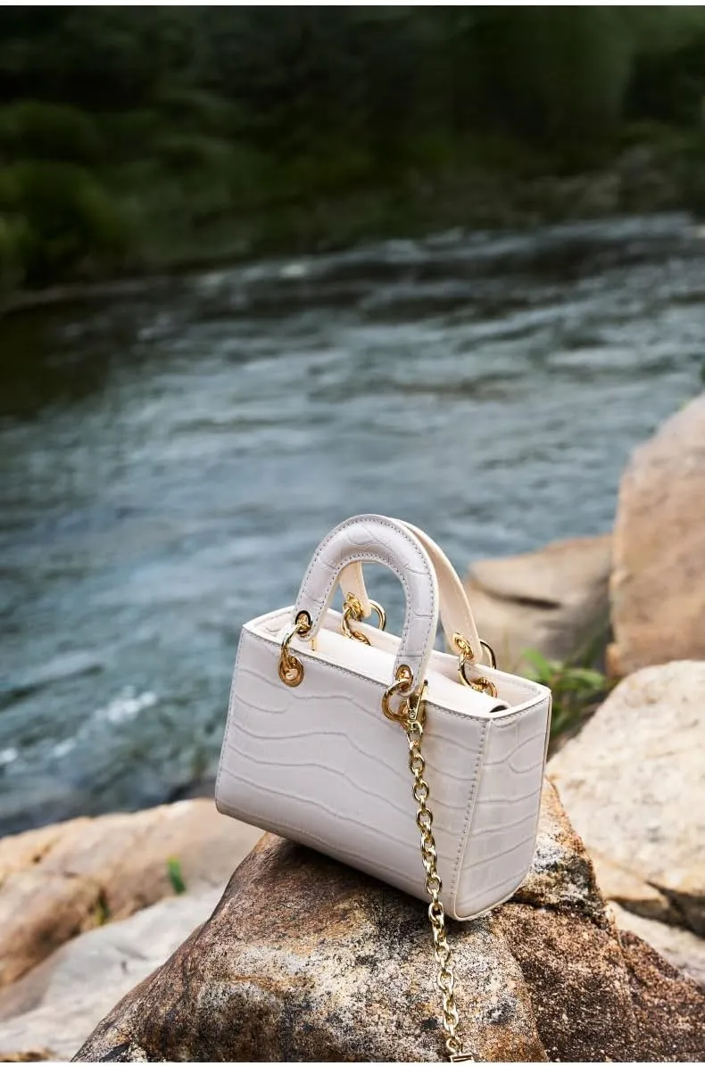 Genuine Leather Handbag for Women, Trendy Shoulder Bag, Crossbody Purse Satchel Handbag with Adjustable Strap