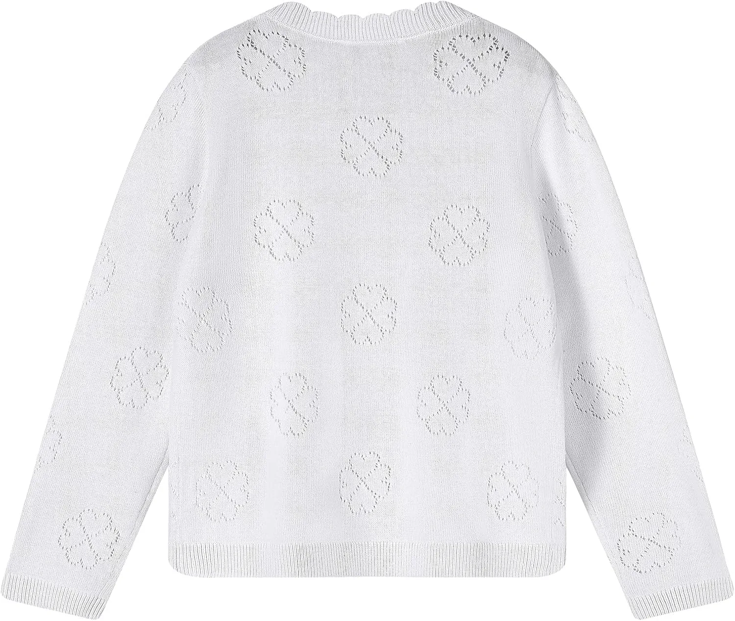 Girls' Cardigan Long Sleeve Shrug Sweater for Kids Cotton Cropped Uniform Knit Outerwear Lucky Clover and Heart