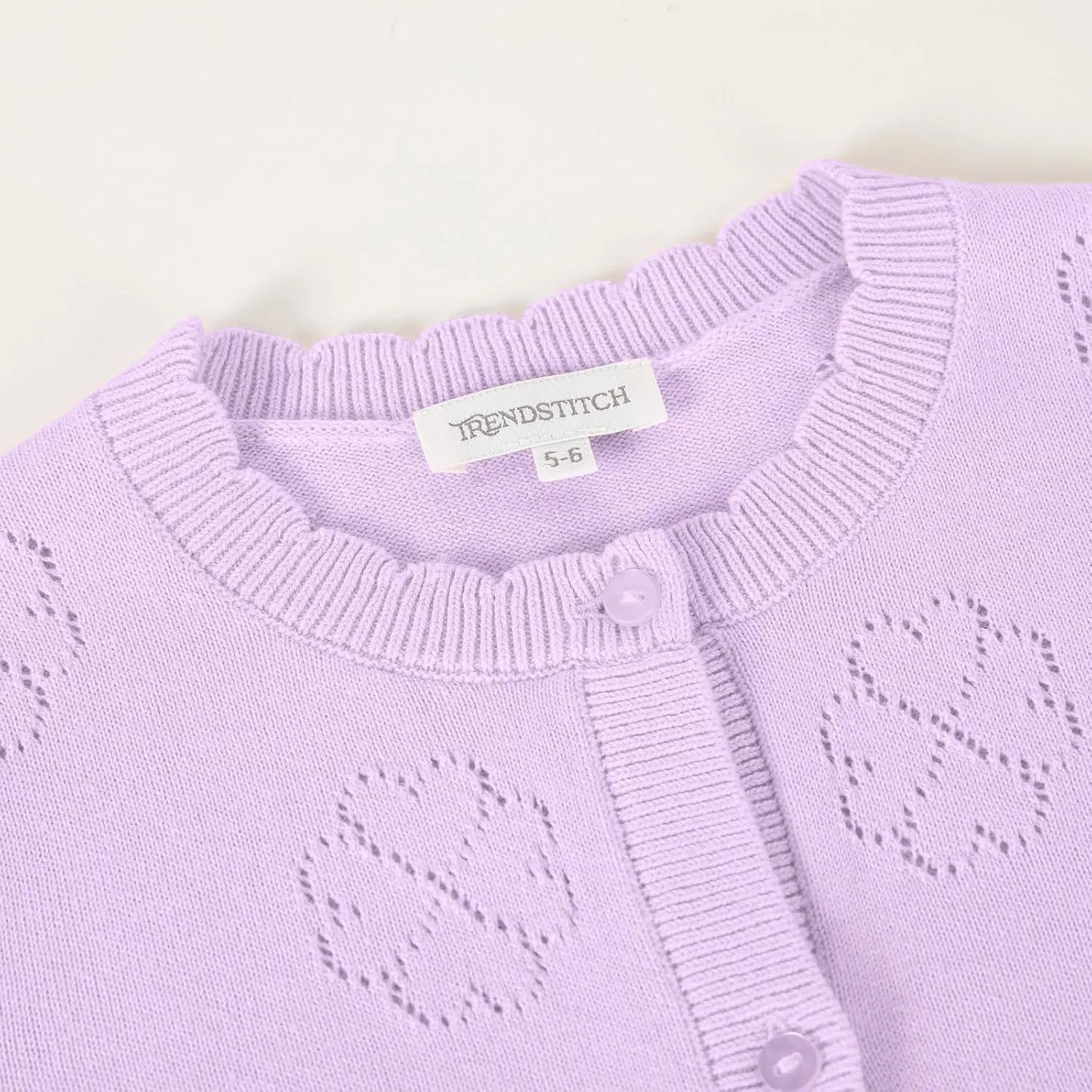 Girls' Cardigan Long Sleeve Shrug Sweater for Kids Cotton Cropped Uniform Knit Outerwear Lucky Clover and Heart