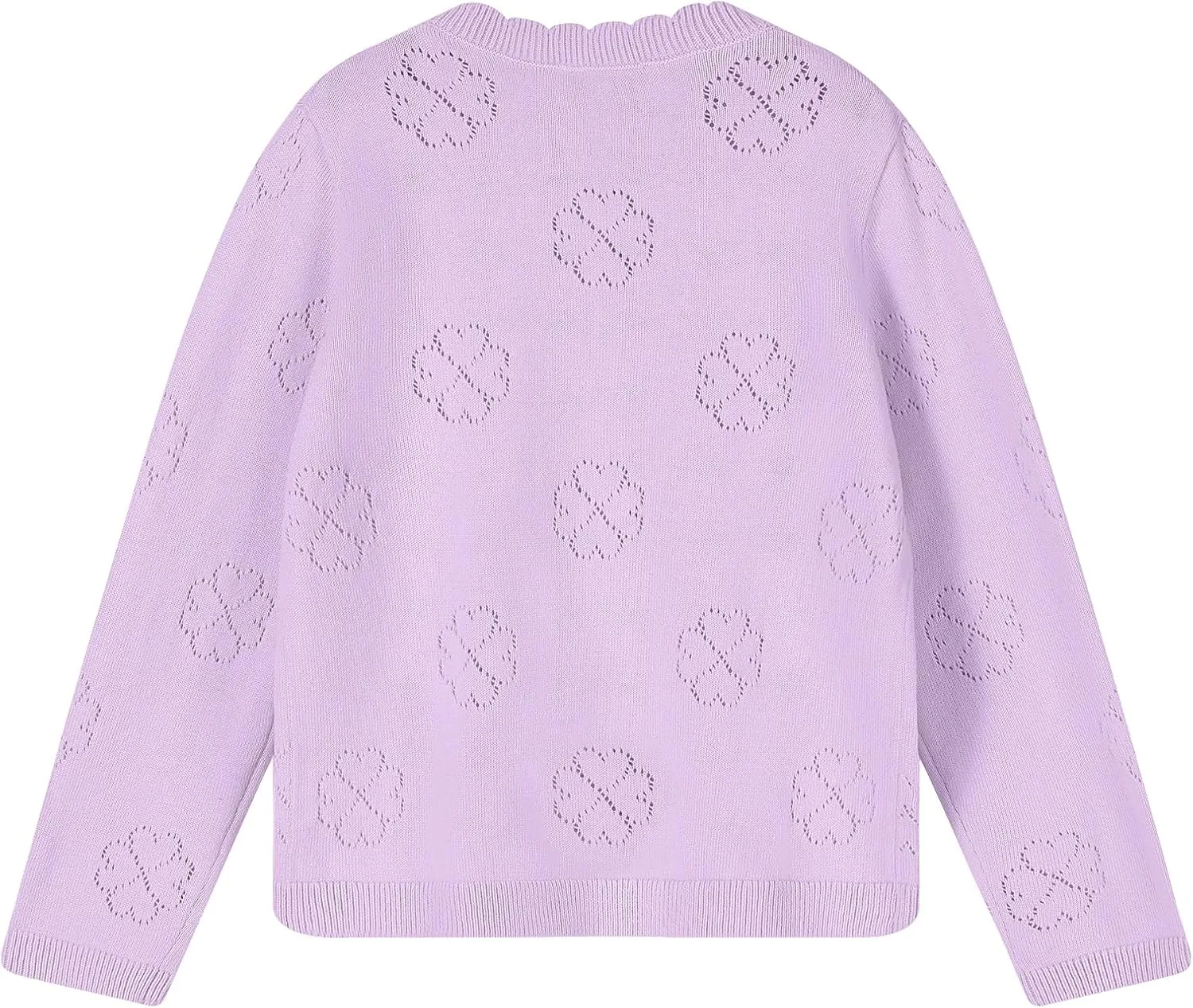 Girls' Cardigan Long Sleeve Shrug Sweater for Kids Cotton Cropped Uniform Knit Outerwear Lucky Clover and Heart