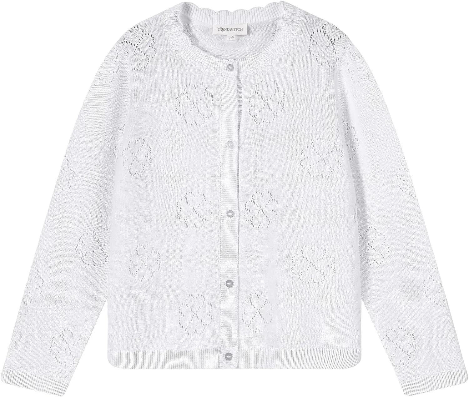 Girls' Cardigan Long Sleeve Shrug Sweater for Kids Cotton Cropped Uniform Knit Outerwear Lucky Clover and Heart