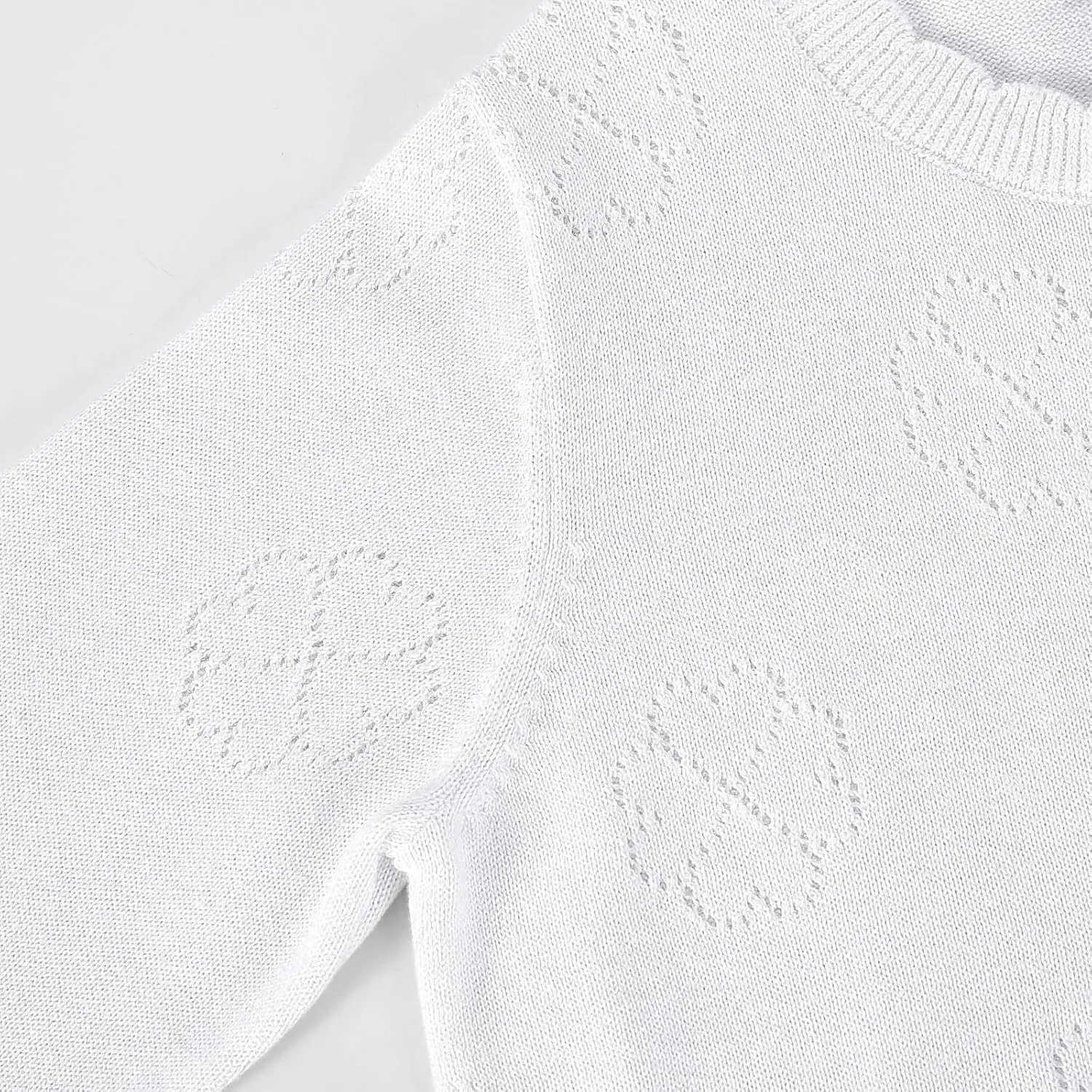 Girls' Cardigan Long Sleeve Shrug Sweater for Kids Cotton Cropped Uniform Knit Outerwear Lucky Clover and Heart