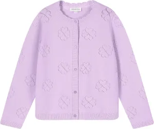 Girls' Cardigan Long Sleeve Shrug Sweater for Kids Cotton Cropped Uniform Knit Outerwear Lucky Clover and Heart