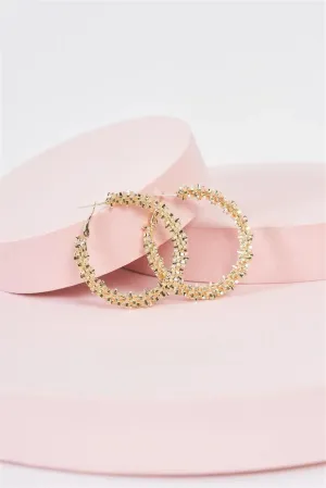 Gold Crashed Crystal Hoop Earrings /3 Pairs