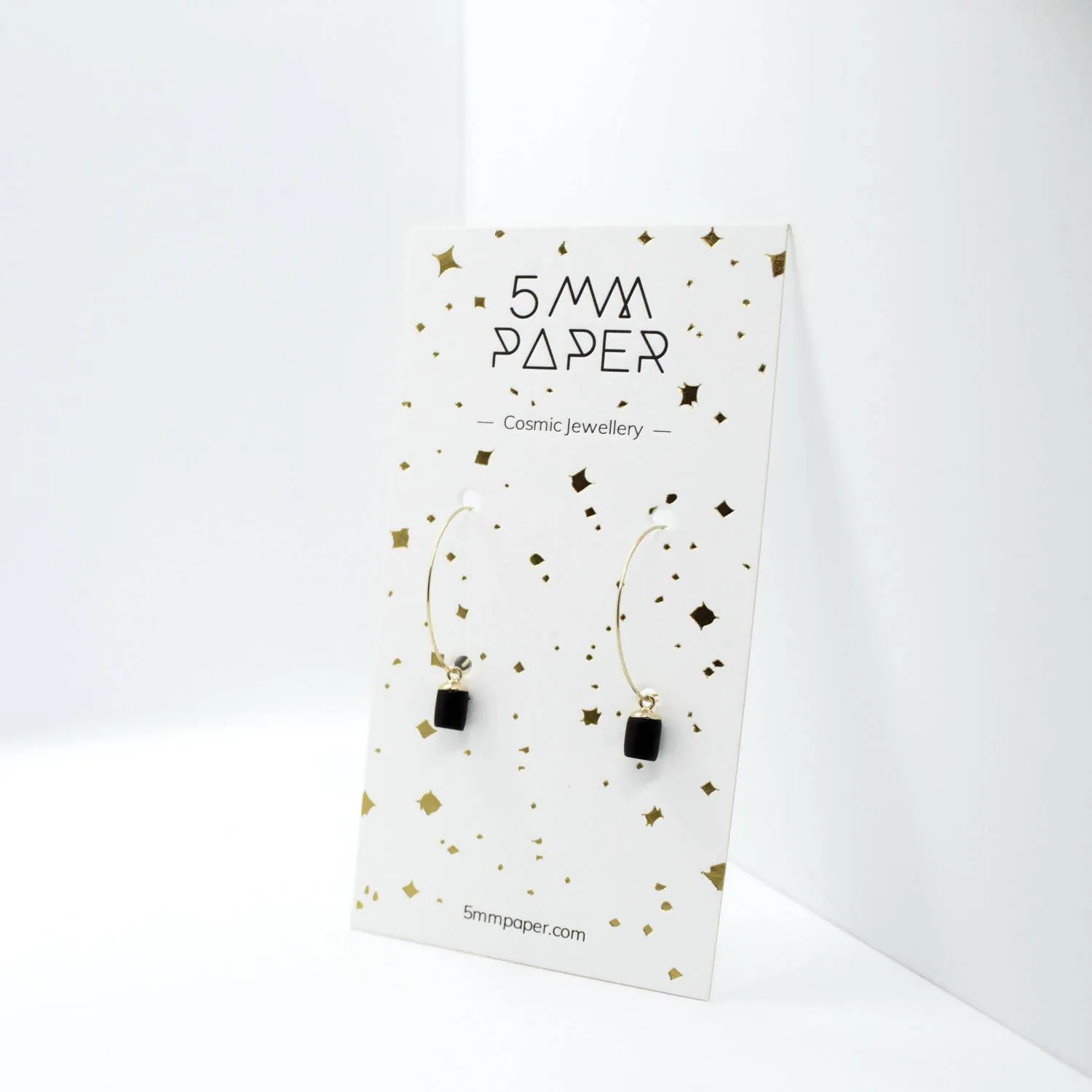 Gold Hoop Earrings - Tiny Weight Charm