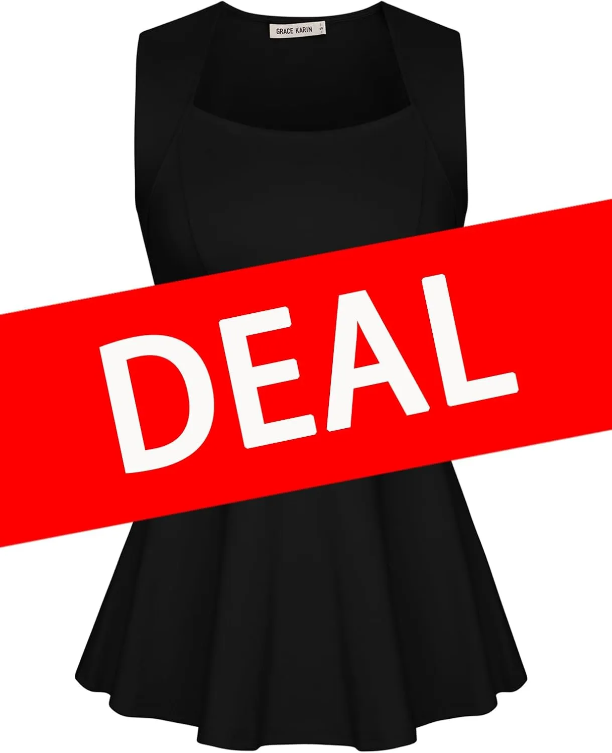 GRACE KARIN Peplum Tops for Women Sleeveless Square Neck Tank Top Summer Babydoll Shirts Business Casual Blouses