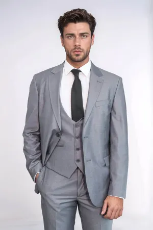 Grey Slim Fit Men's Suit with Vest | Wessi