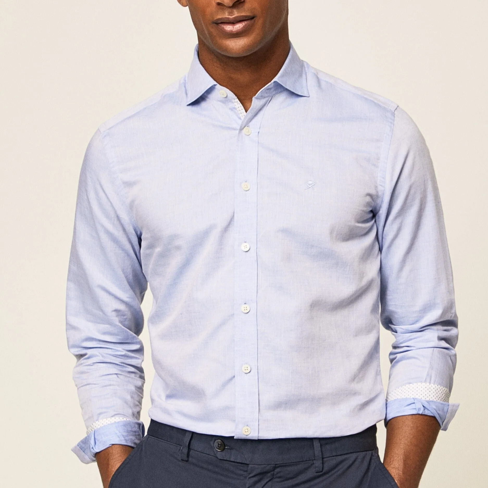 Hackett Melange Texture Multi Shirt Blue