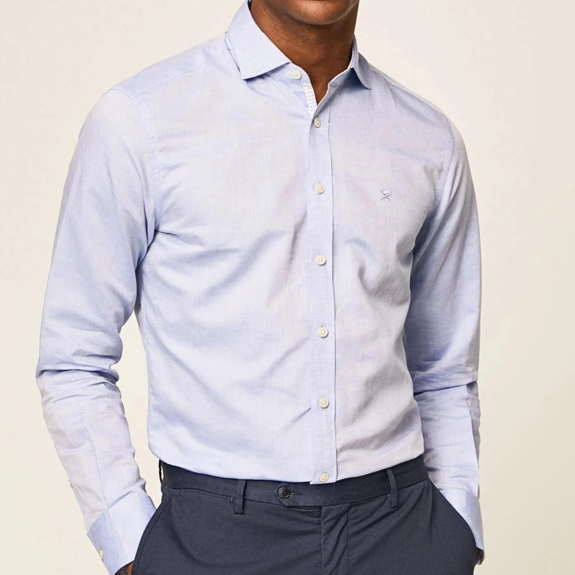 Hackett Melange Texture Multi Shirt Blue