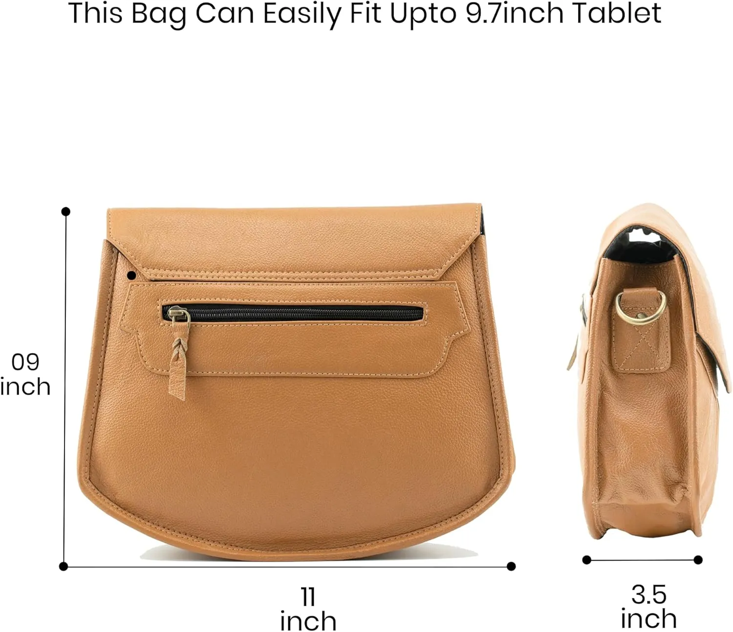 Handmade World NDM Soft Leather Womens Flapover Crossbody The Grace with Adjustable Strap & Overflap Ladies Travel Purse