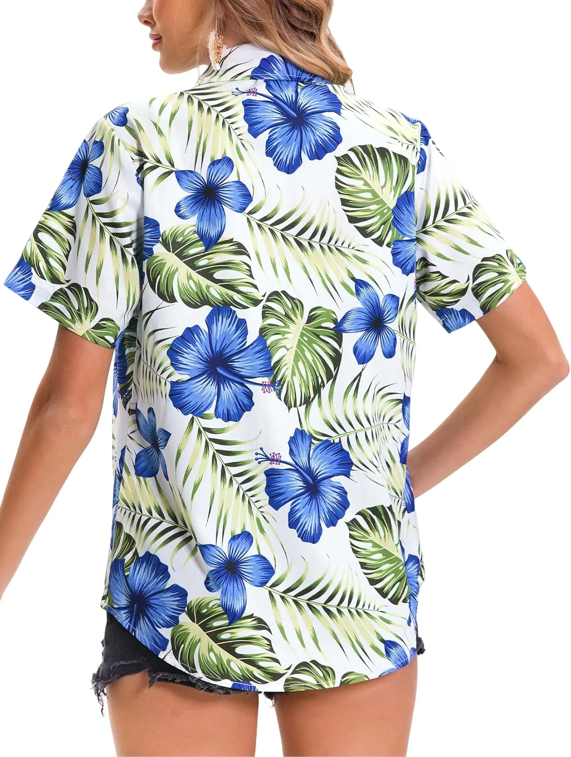 Hawaiian Shirts for Women Tropical Shirt Summer Beach Hawaii Button Down Short Sleeve Blouses Floral Tops Hawaii Outfits 2025