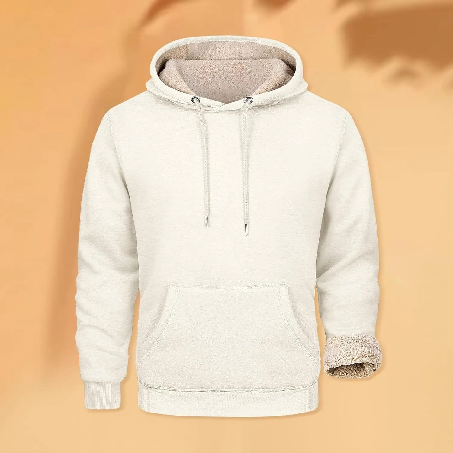 Heavy Hoodies for Men Sherpa Fleece Lined Thermal Pullover Sweatshirt Heavyweight Hooded Coat Warm Sweater w/Pockets