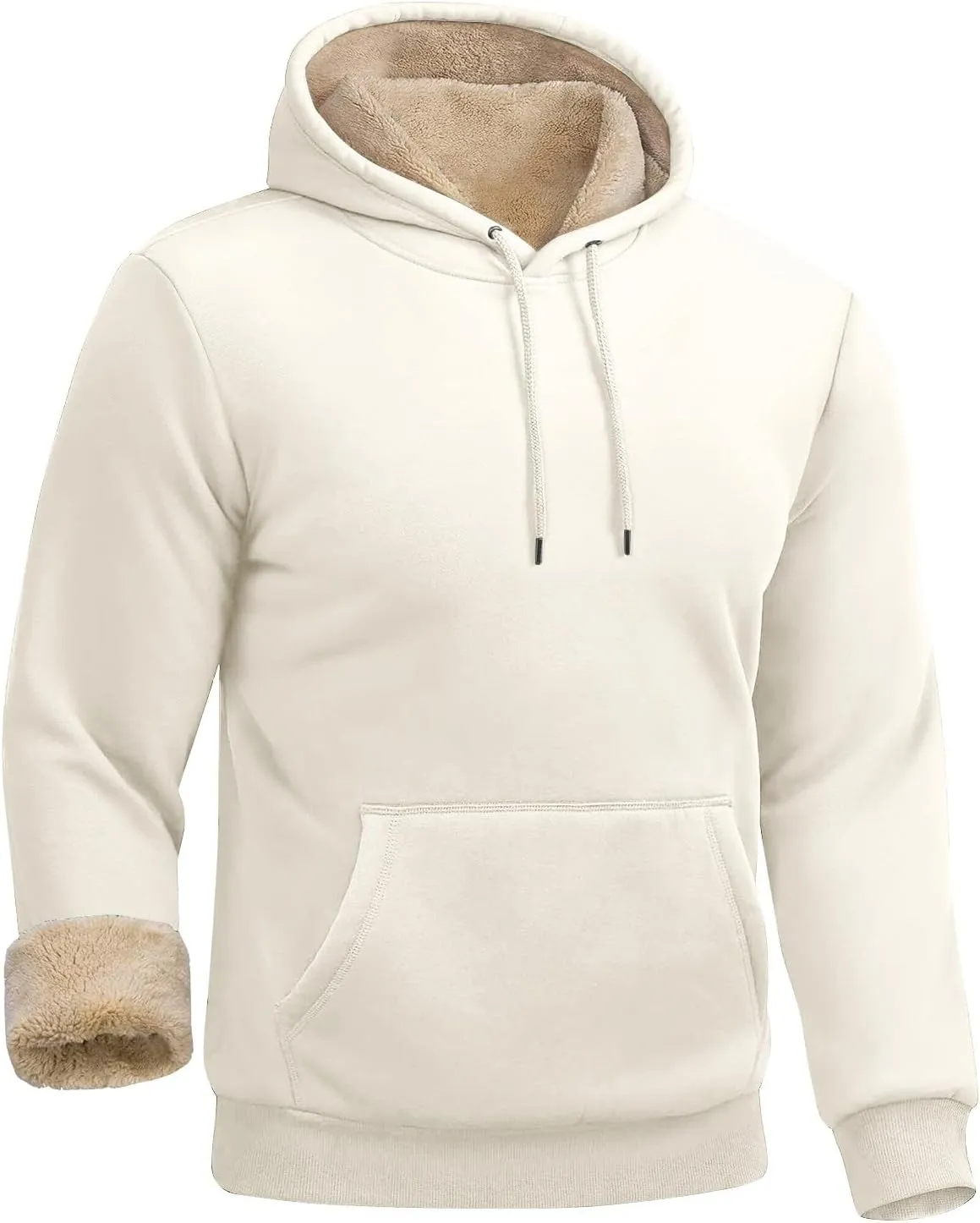 Heavy Hoodies for Men Sherpa Fleece Lined Thermal Pullover Sweatshirt Heavyweight Hooded Coat Warm Sweater w/Pockets