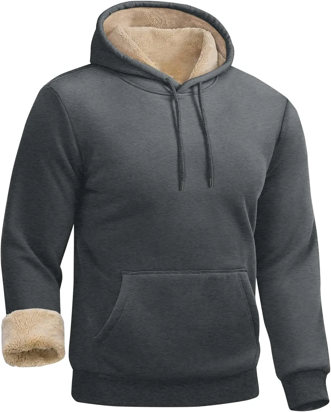 Heavy Hoodies for Men Sherpa Fleece Lined Thermal Pullover Sweatshirt Heavyweight Hooded Coat Warm Sweater w/Pockets