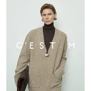 Heavy Wool Mixed Color V-Neck Sweater