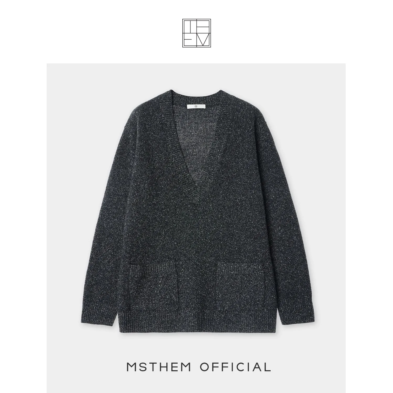 Heavy Wool Mixed Color V-Neck Sweater