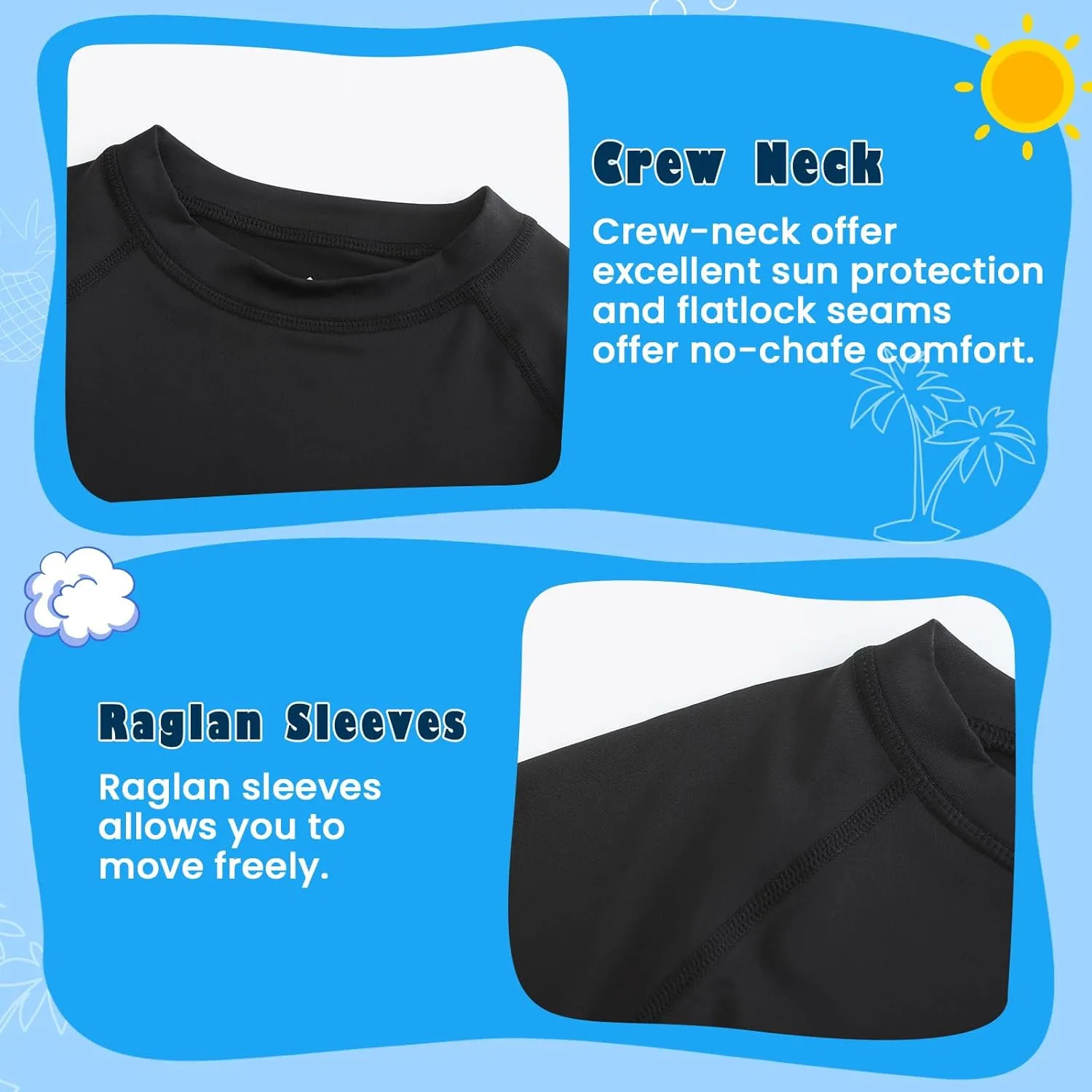 HODOSPORTS Boys UPF 50  Rash Guard Swim Shirts Long Sleeve Quick Dry UV Protection Sun T-Shirts