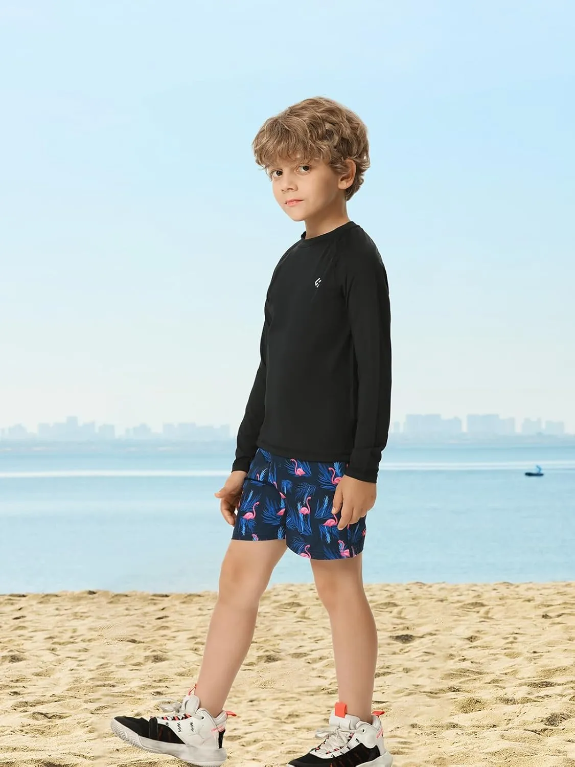 HODOSPORTS Boys UPF 50  Rash Guard Swim Shirts Long Sleeve Quick Dry UV Protection Sun T-Shirts
