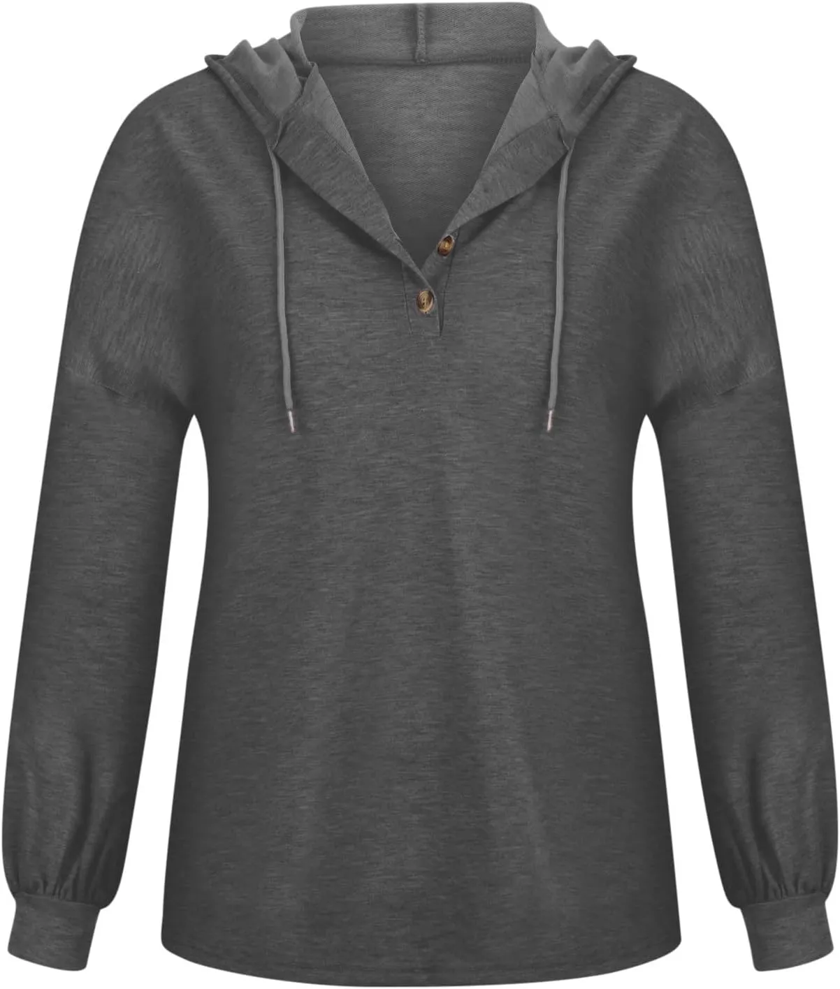 Hoodies for Women Lantern Long Sleeve Sweatshirts Button V Neck Shirts Hooded Pullover Casual Trendy Party Daily Top