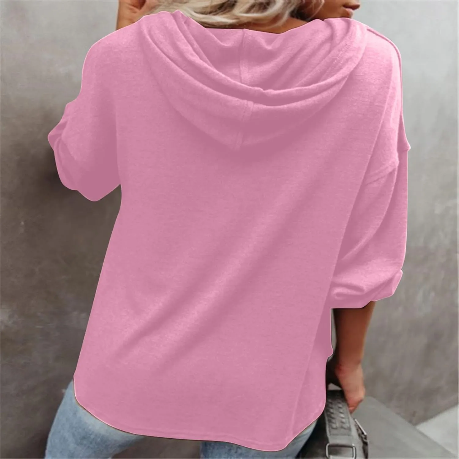 Hoodies for Women Lantern Long Sleeve Sweatshirts Button V Neck Shirts Hooded Pullover Casual Trendy Party Daily Top