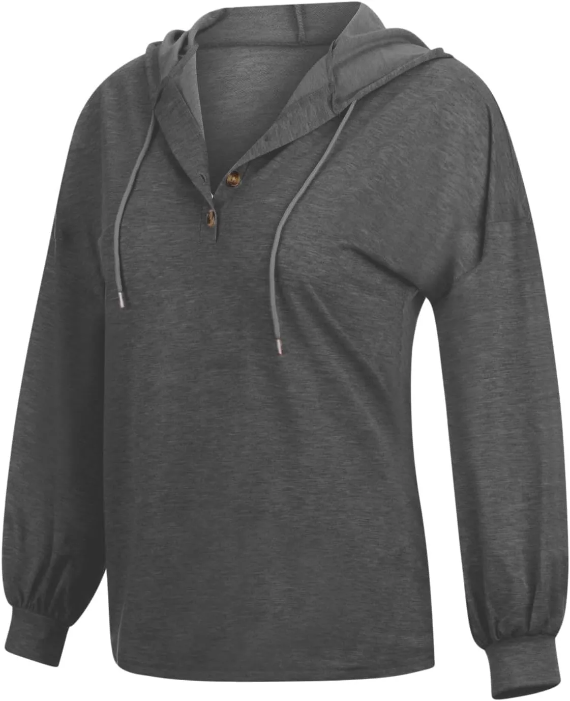 Hoodies for Women Lantern Long Sleeve Sweatshirts Button V Neck Shirts Hooded Pullover Casual Trendy Party Daily Top