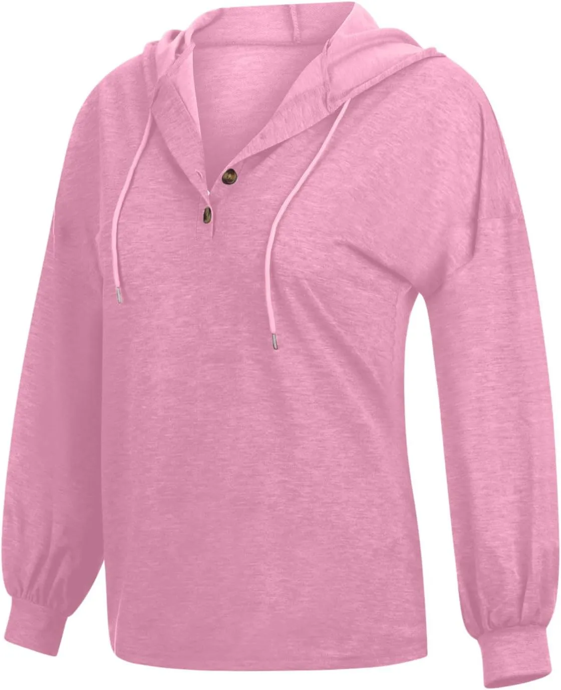 Hoodies for Women Lantern Long Sleeve Sweatshirts Button V Neck Shirts Hooded Pullover Casual Trendy Party Daily Top