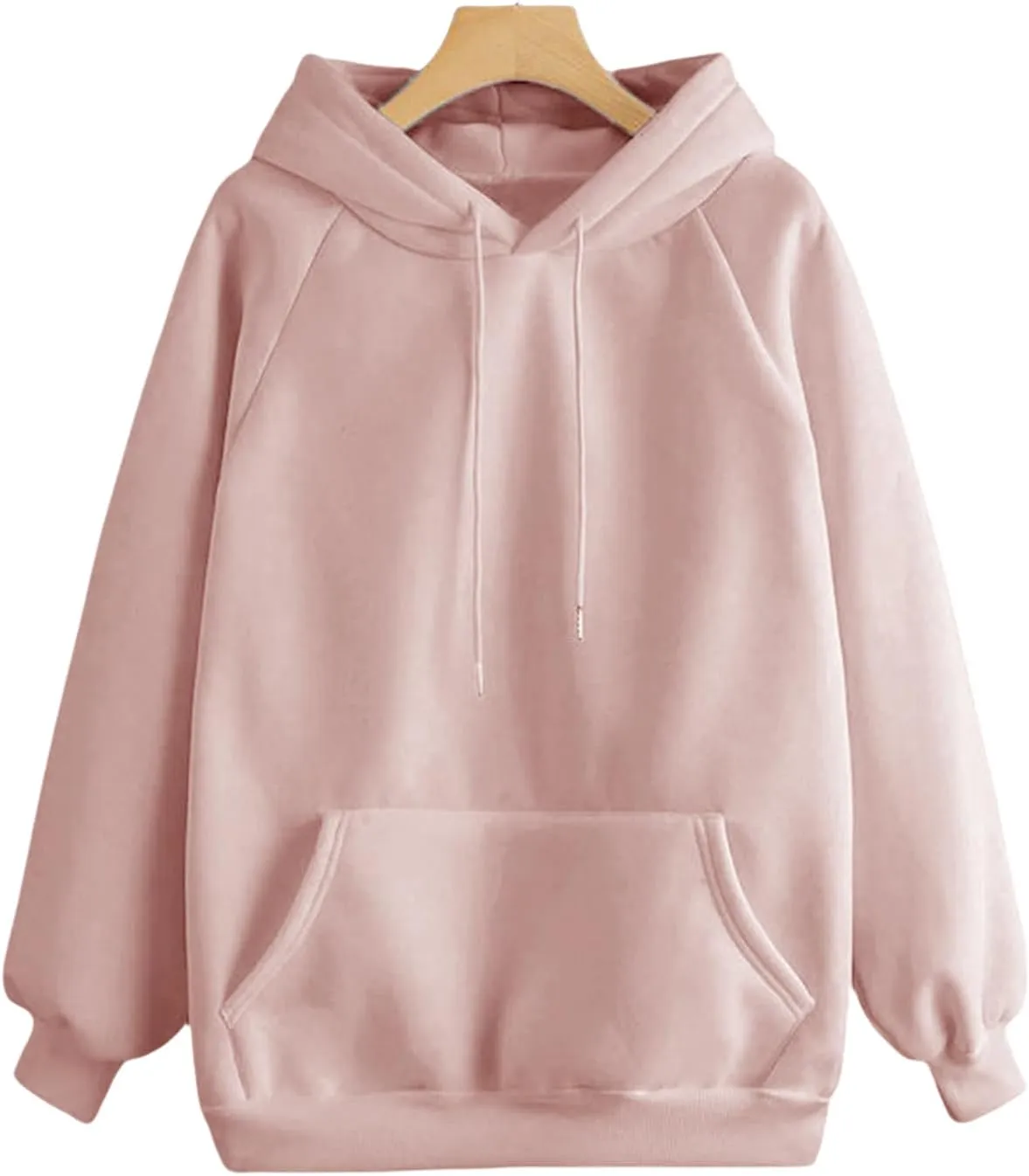 Hoodies for Women Pullover Basic Solid Long Sleeve Crewneck Sweatshirts for Teens Girls Oversized Hooded Tops