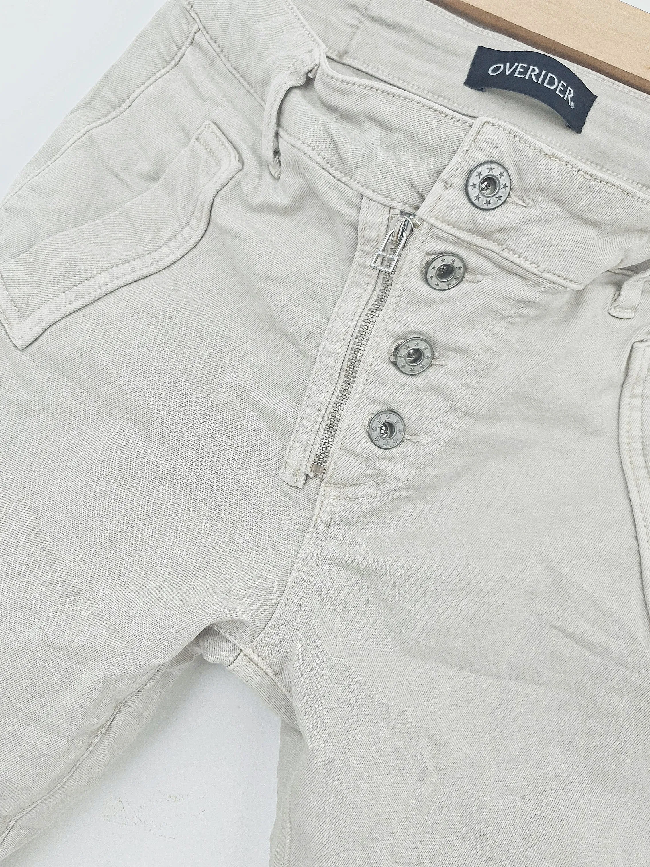 INGA | Skinny Jeans with Zip & Buttons | Stone