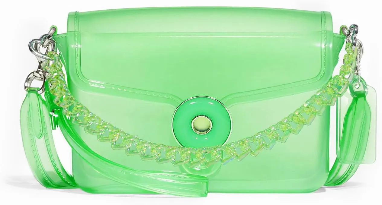 Jelly Tabby Bag - Clear Crossbody Bag for Women with Chain Vintage-Inspired Convertible Wristlet and Shoulder Bag
