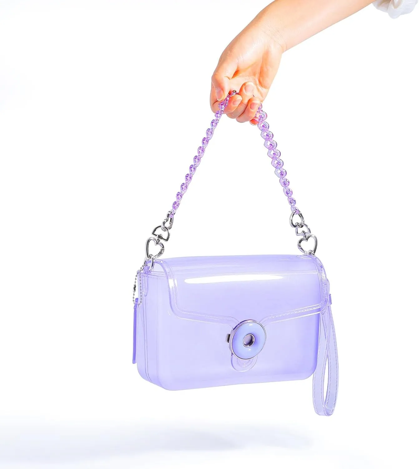 Jelly Tabby Bag - Clear Crossbody Bag for Women with Chain Vintage-Inspired Convertible Wristlet and Shoulder Bag