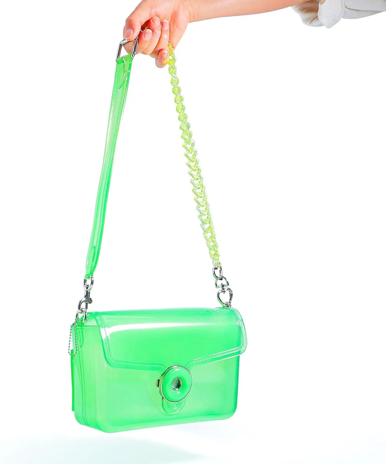 Jelly Tabby Bag - Clear Crossbody Bag for Women with Chain Vintage-Inspired Convertible Wristlet and Shoulder Bag