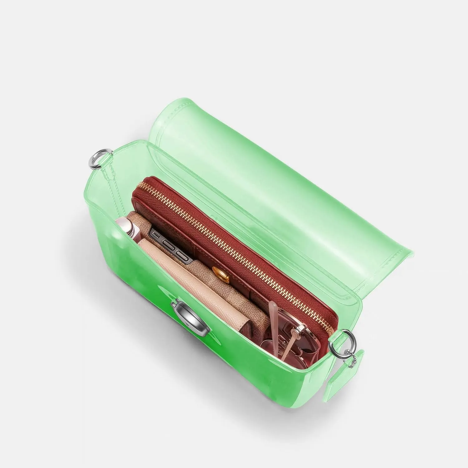 Jelly Tabby Bag - Clear Crossbody Bag for Women with Chain Vintage-Inspired Convertible Wristlet and Shoulder Bag