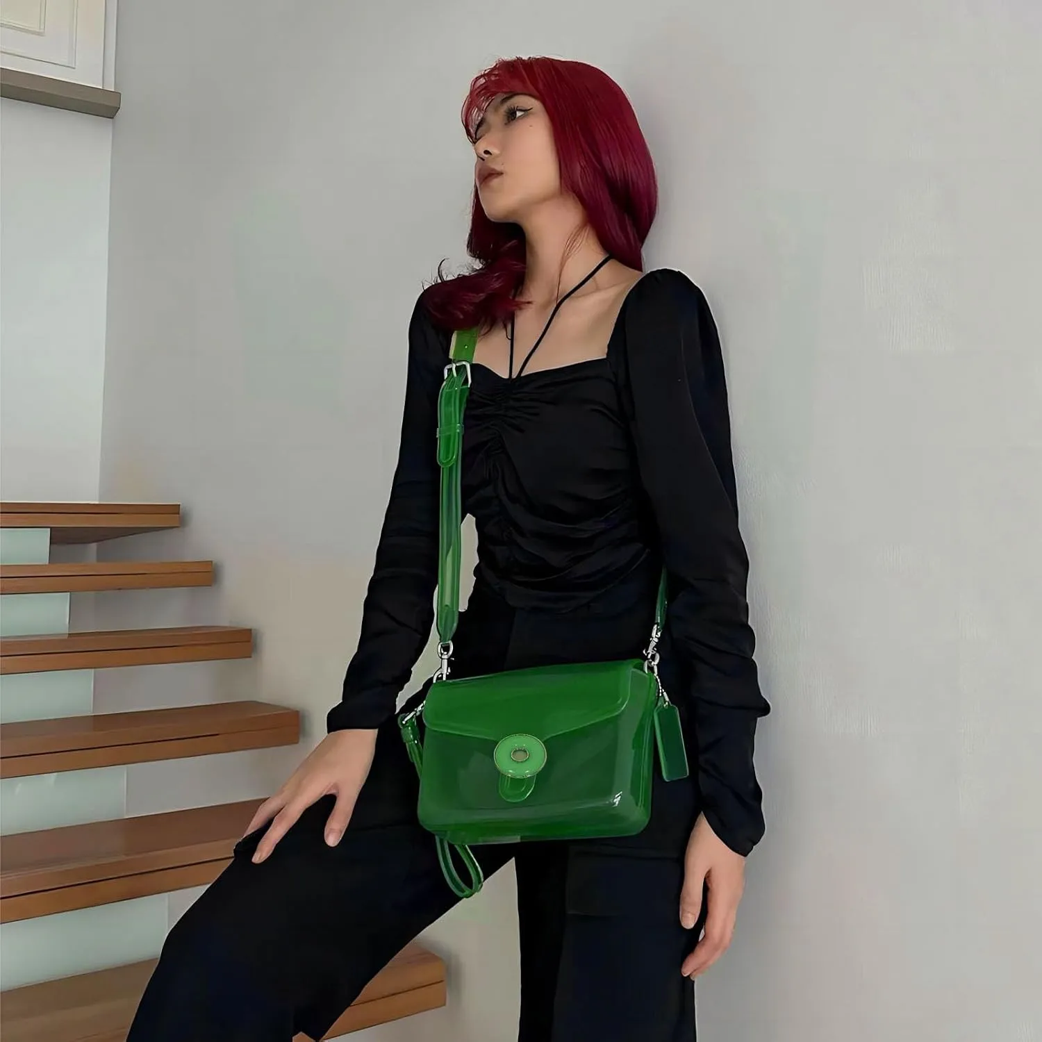 Jelly Tabby Bag - Clear Crossbody Bag for Women with Chain Vintage-Inspired Convertible Wristlet and Shoulder Bag