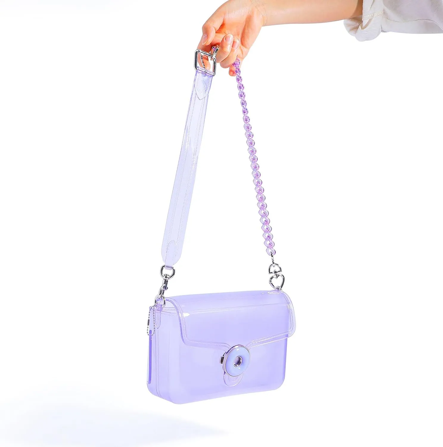 Jelly Tabby Bag - Clear Crossbody Bag for Women with Chain Vintage-Inspired Convertible Wristlet and Shoulder Bag