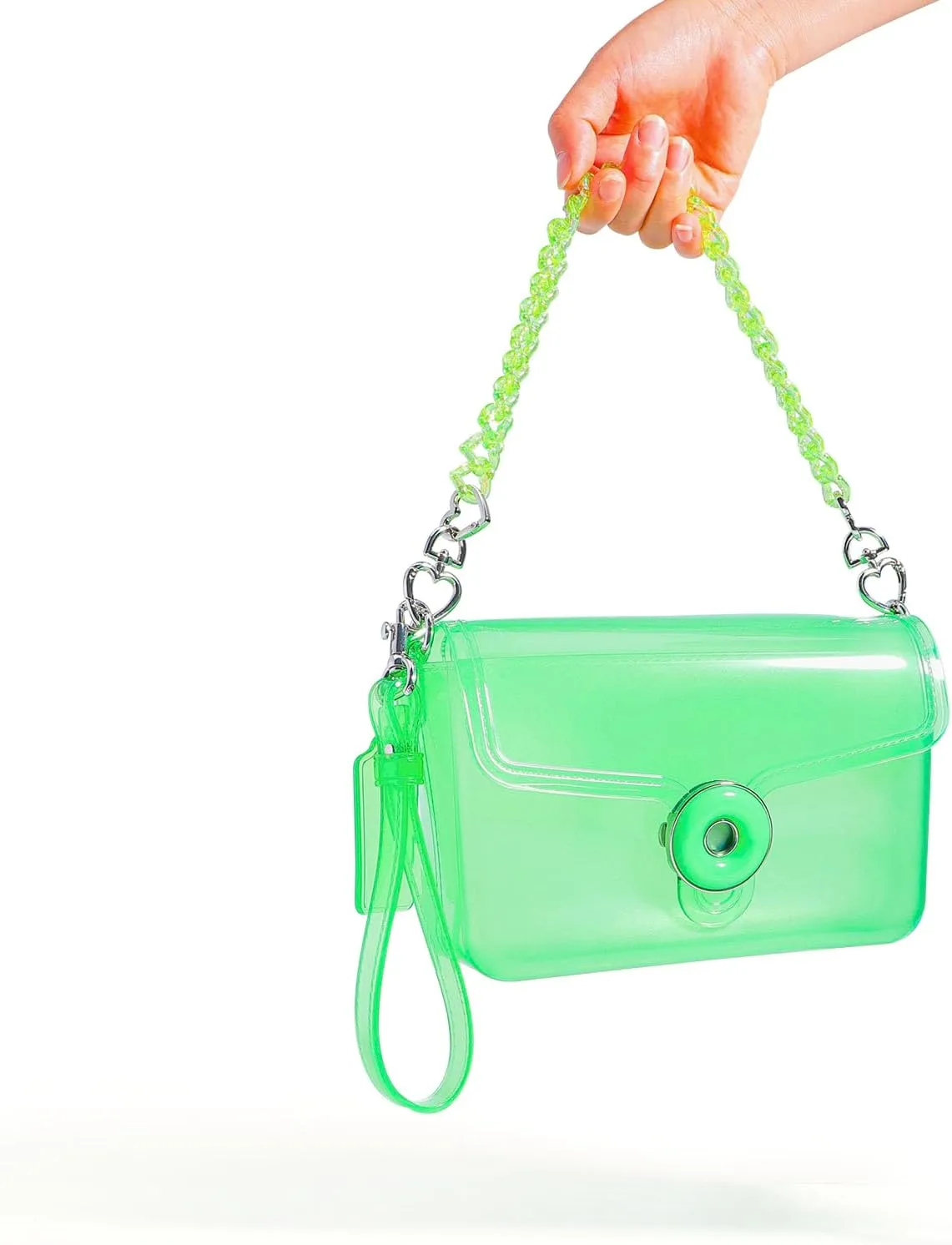 Jelly Tabby Bag - Clear Crossbody Bag for Women with Chain Vintage-Inspired Convertible Wristlet and Shoulder Bag