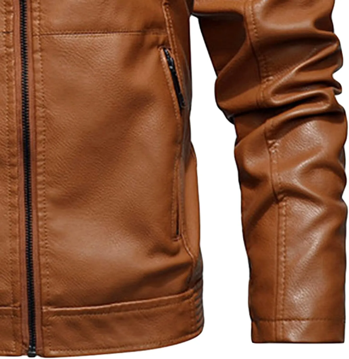 JEShifangjiusu Men'S Sheepskin Shearling Hooded PU Leather Padded Jacket Aviator Coat Winter Motorcycle Biker Bomber Jacket