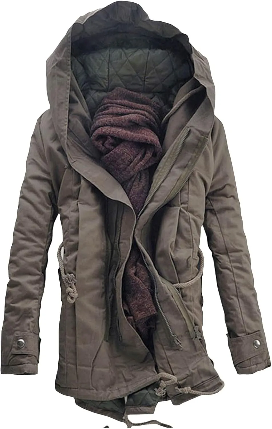 JEsilunmaMY Men's Winter Parka Warm Thick Windbreaker Plus Size Mid Length Windproof Outwear Casual Loose Cotton Padded Coat