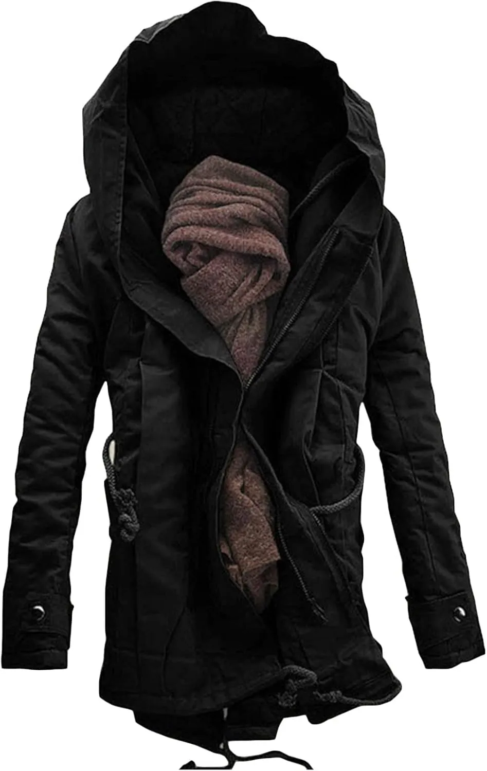 JEsilunmaMY Men's Winter Parka Warm Thick Windbreaker Plus Size Mid Length Windproof Outwear Casual Loose Cotton Padded Coat