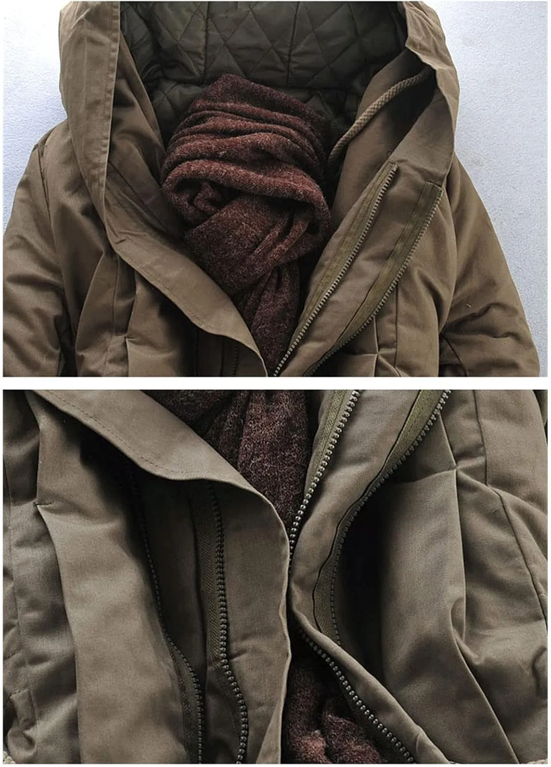 JEsilunmaMY Men's Winter Parka Warm Thick Windbreaker Plus Size Mid Length Windproof Outwear Casual Loose Cotton Padded Coat
