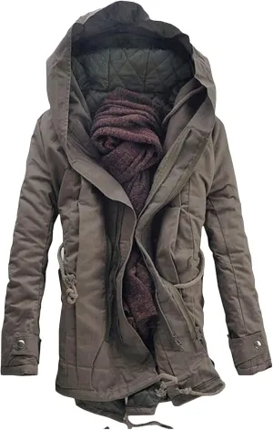 JEsilunmaMY Men's Winter Parka Warm Thick Windbreaker Plus Size Mid Length Windproof Outwear Casual Loose Cotton Padded Coat