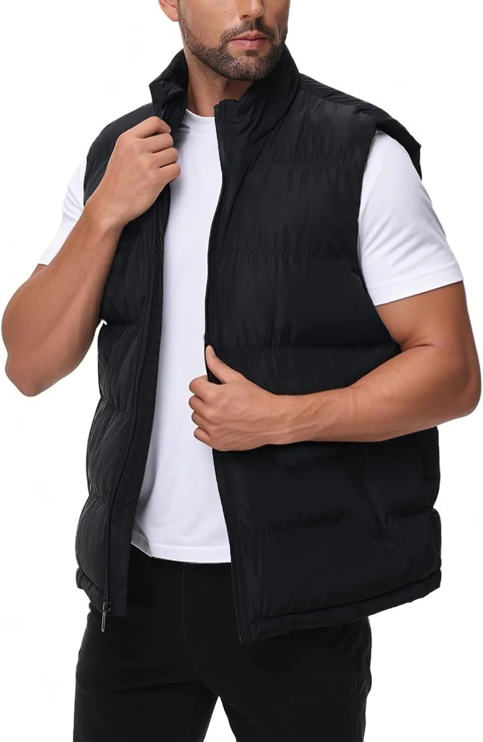 JIHUILAI Men's Puffer Vest Winter Jacket Warm Puffy Vests Men Outdoor Sleeveless Lightweight Water-Resistant Vest M To 3XL