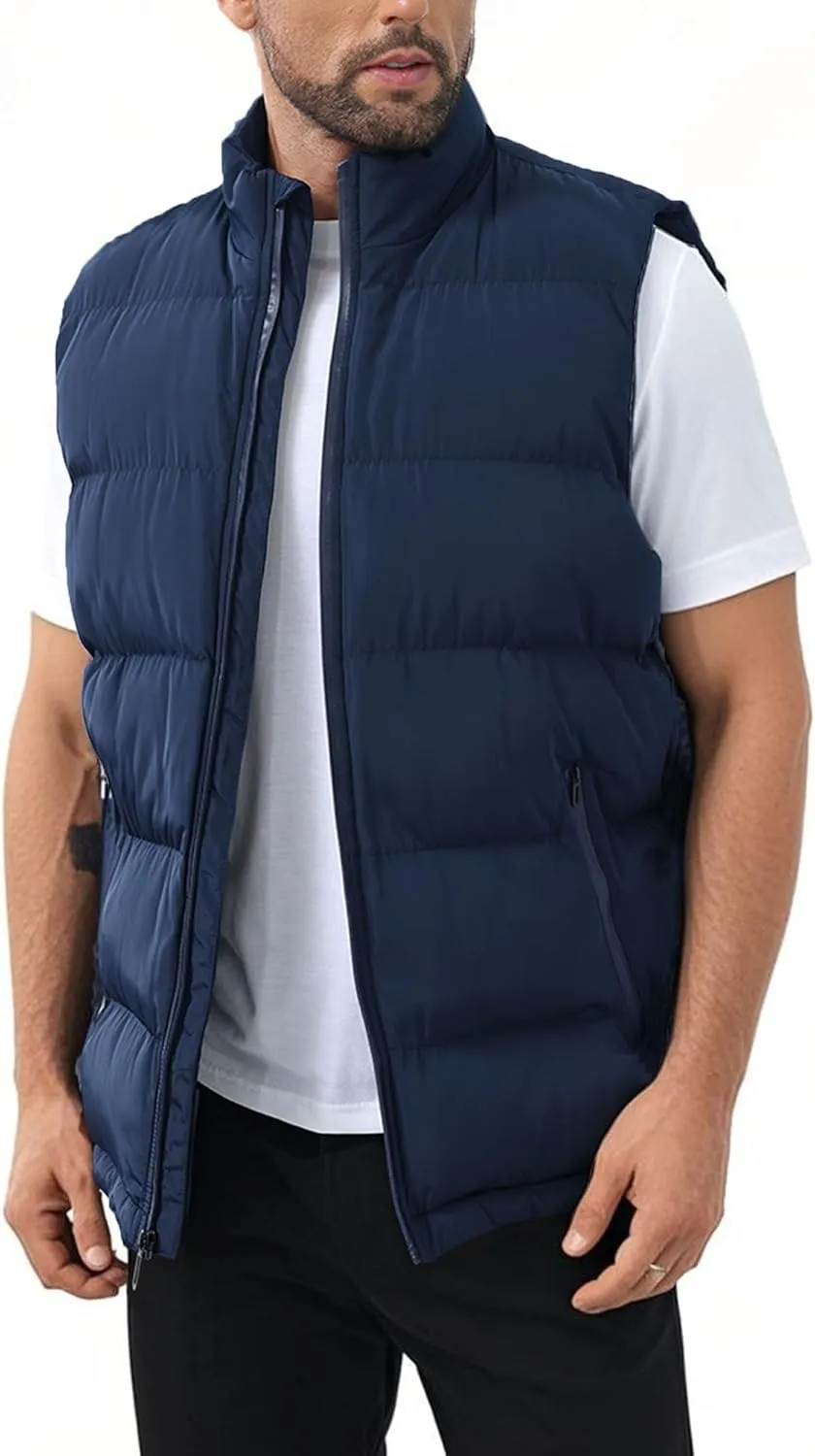 JIHUILAI Men's Puffer Vest Winter Jacket Warm Puffy Vests Men Outdoor Sleeveless Lightweight Water-Resistant Vest M To 3XL