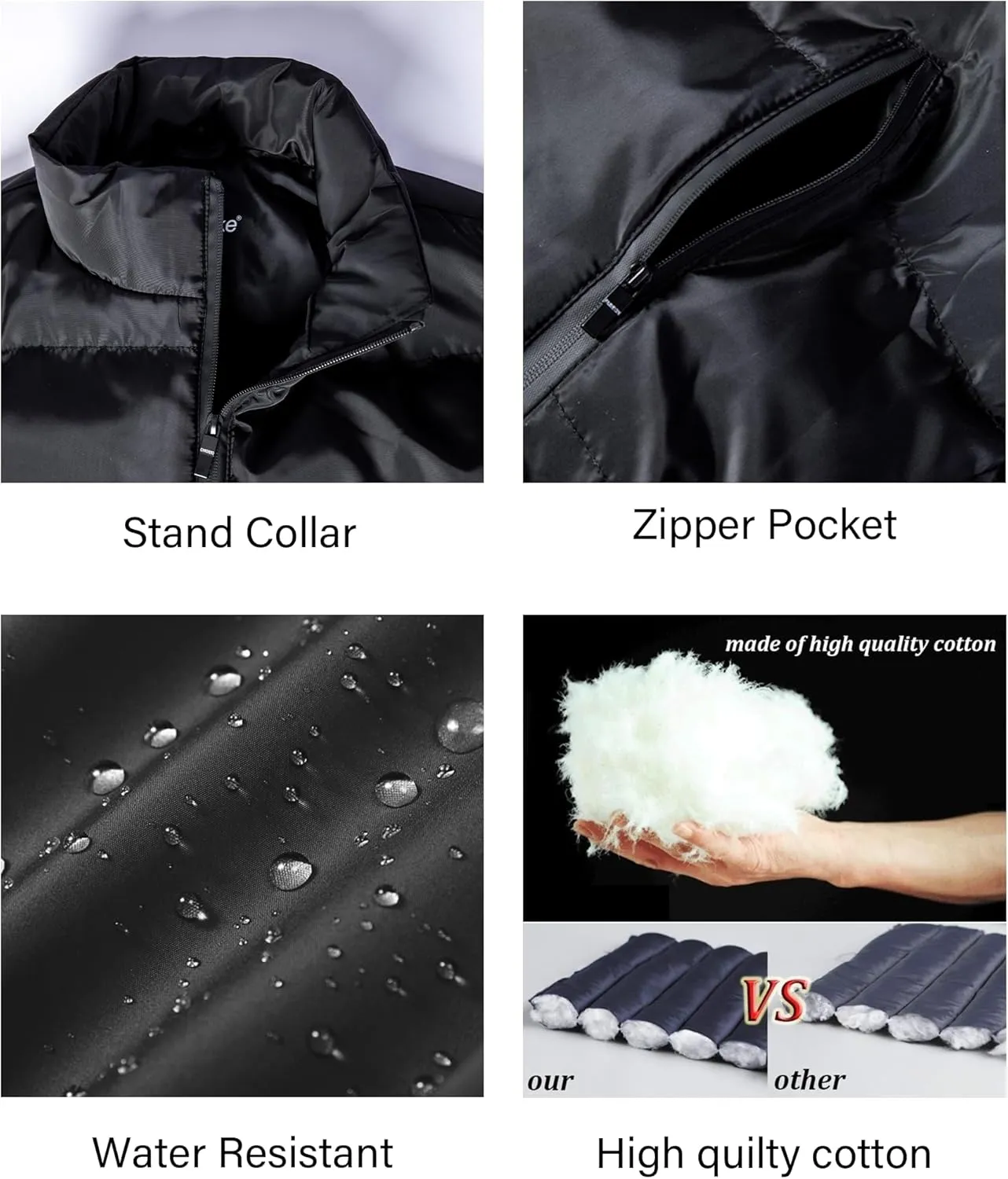 JIHUILAI Men's Puffer Vest Winter Jacket Warm Puffy Vests Men Outdoor Sleeveless Lightweight Water-Resistant Vest M To 3XL