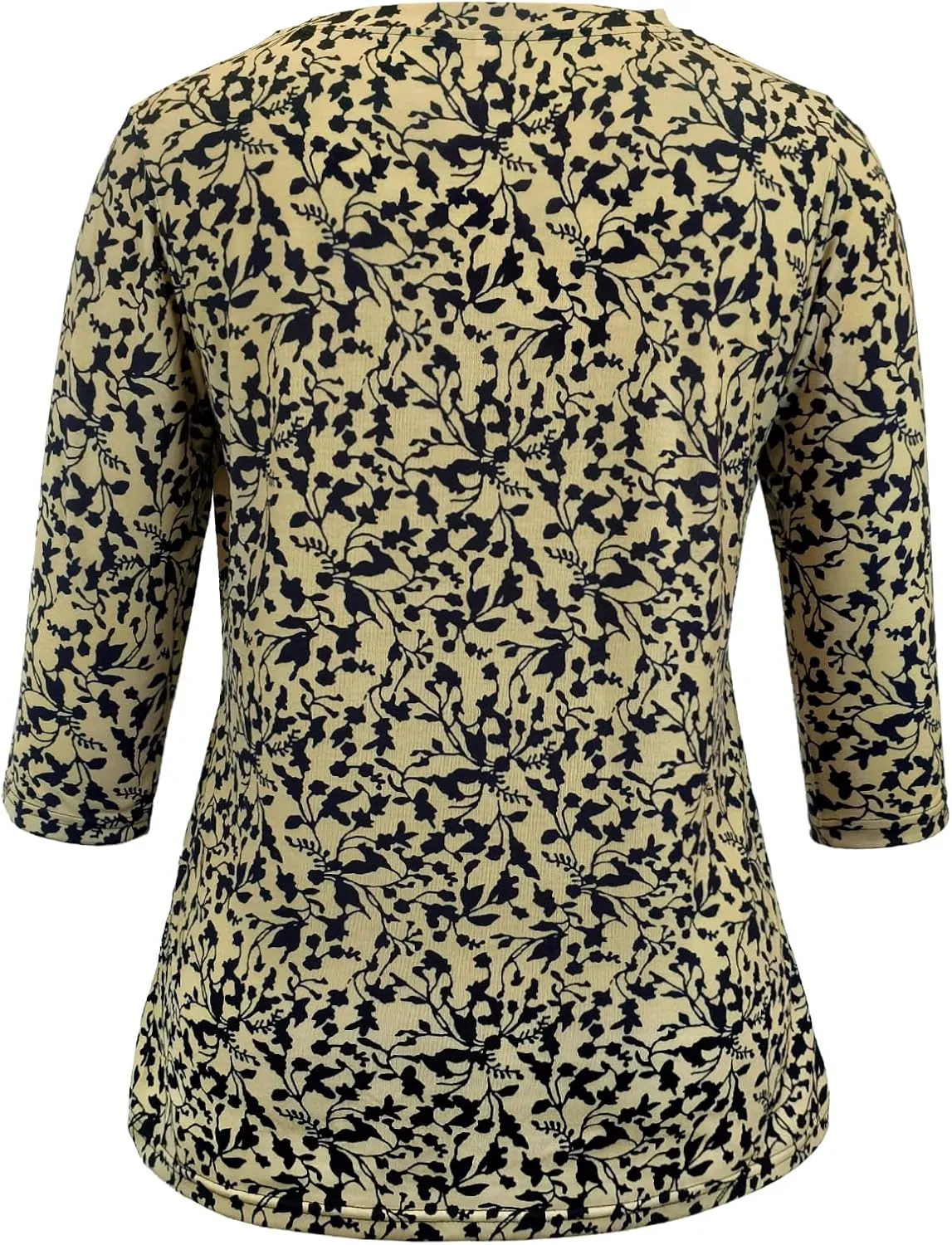 JomeDesign Womens Tops 3/4 Sleeve Shirts Round Neck Loose Casual Blouses Floral Print Tshirts